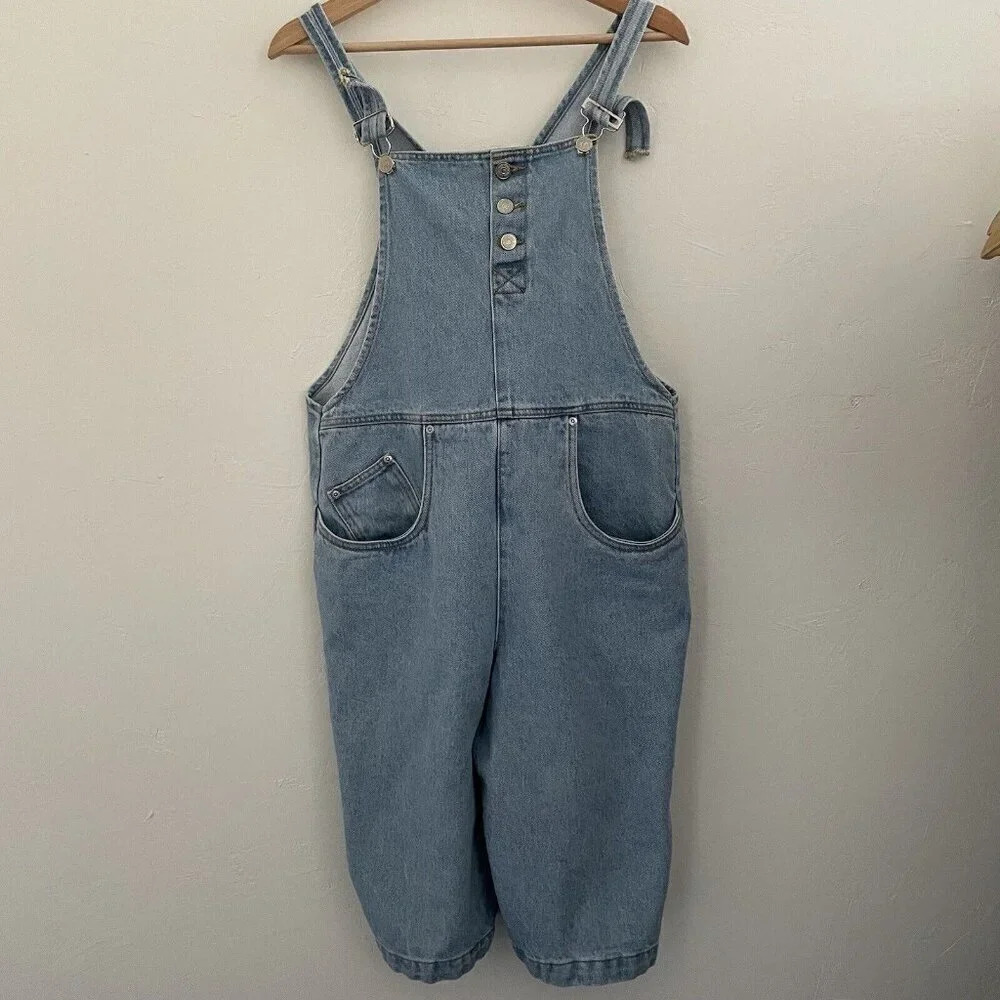 Vintage Cherokee Jean Shortalls Women’s Large Bermuda Shorts Garden Chore Boho